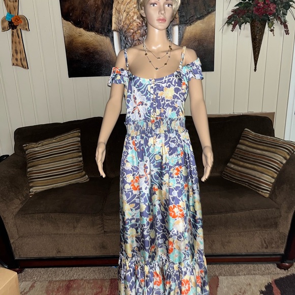 Leifsdottier • Maxi • Boho • Multi-Colors • Floral • Silk • Size 12 • Dress - Picture 6 of 16